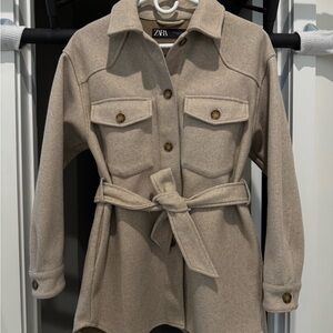Zara Women's Beige Utility Jacket with Belt